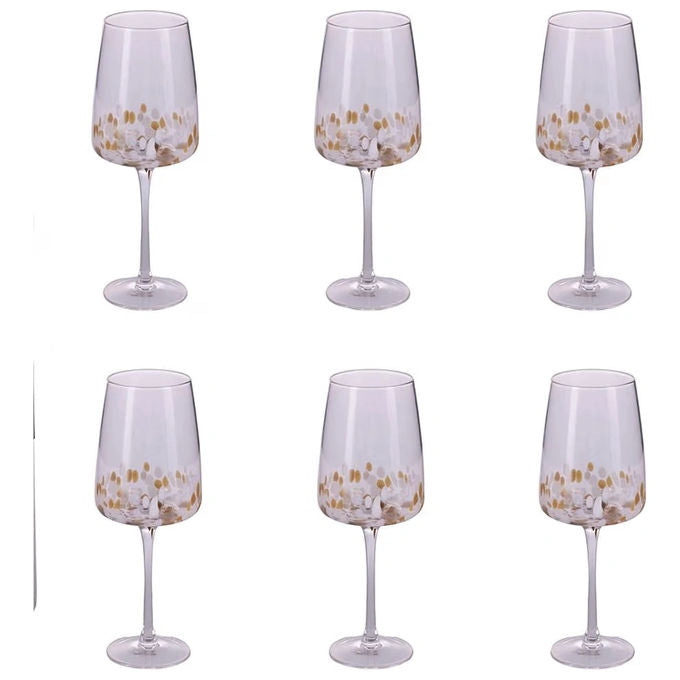 Villa d'Este 5925104 Lilia Gold Set 6 Calici Vino Bianco 500 ml Vetro colore Trasparente