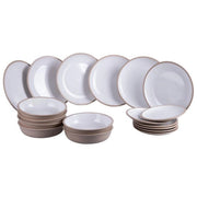 Villa d'Este 5923726 Bistrot Servizio Piatti 18 pezzi Gres Finitura Lucida 6 posti tavola colore Bianco e Tortora