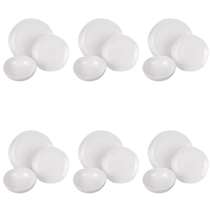 Villa d'Este 5920573 Wave Servizio Piatti 18 pezzi Porcellana Finitura Lucida 6 posti tavola colore Bianco