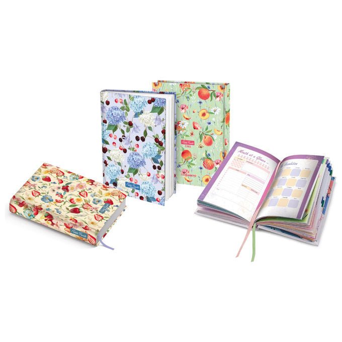 Blasetti diario 12 mesi Petits Fruits, copertina rigida, formato 13x18 cm, 168 pagine, fantasie assortite, confezione da 6