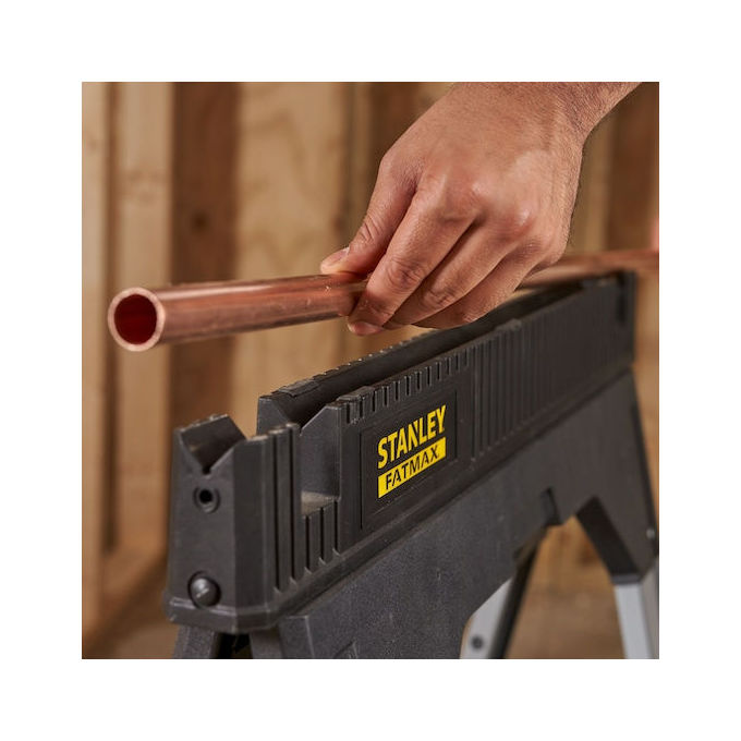 Stanley - FatMax 1-92-980 Coppia di Cavalletti Pieghevoli in Alluminio Regolabili Singolarmente Capacita' 1150 Kg colore Nero