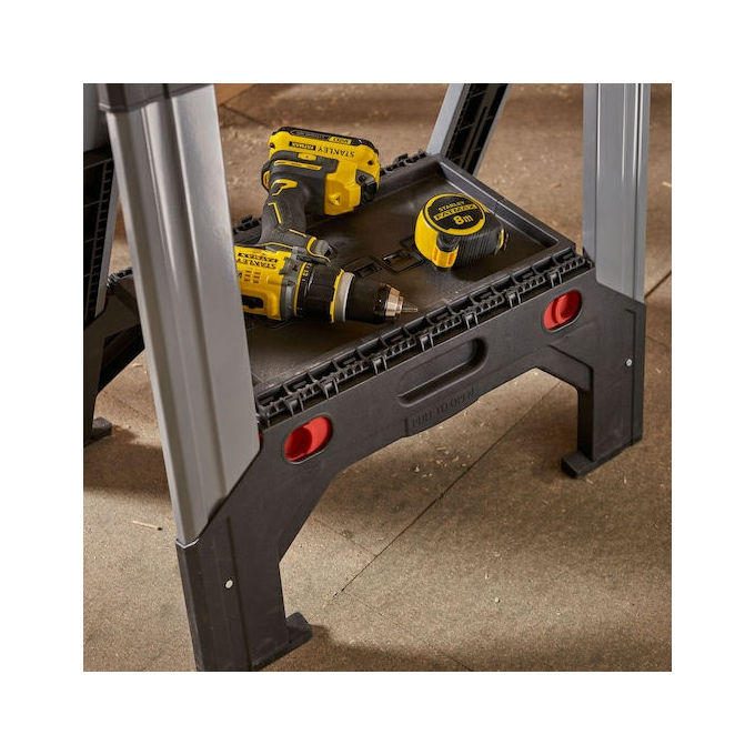 Stanley - FatMax 1-92-980 Coppia di Cavalletti Pieghevoli in Alluminio Regolabili Singolarmente Capacita' 1150 Kg colore Nero