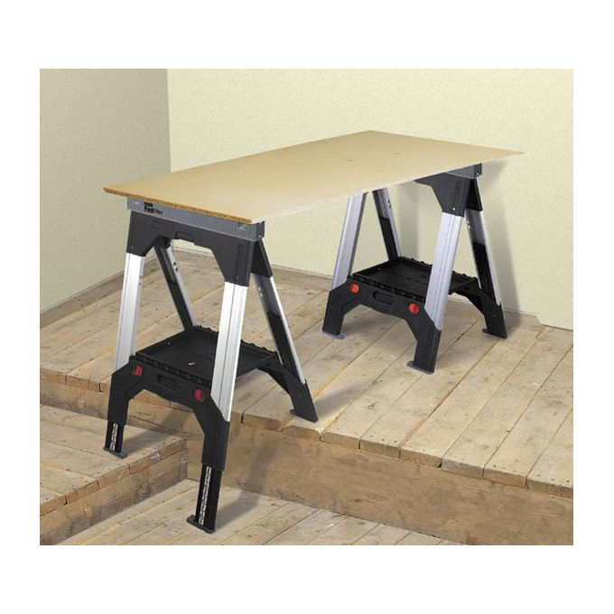 Stanley - FatMax 1-92-980 Coppia di Cavalletti Pieghevoli in Alluminio Regolabili Singolarmente Capacita' 1150 Kg colore Nero
