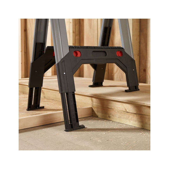 Stanley - FatMax 1-92-980 Coppia di Cavalletti Pieghevoli in Alluminio Regolabili Singolarmente Capacita' 1150 Kg colore Nero