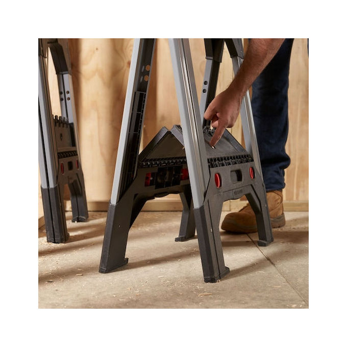 Stanley - FatMax 1-92-980 Coppia di Cavalletti Pieghevoli in Alluminio Regolabili Singolarmente Capacita' 1150 Kg colore Nero