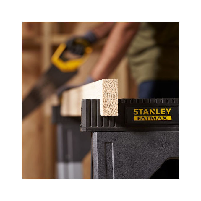 Stanley - FatMax 1-92-980 Coppia di Cavalletti Pieghevoli in Alluminio Regolabili Singolarmente Capacita' 1150 Kg colore Nero