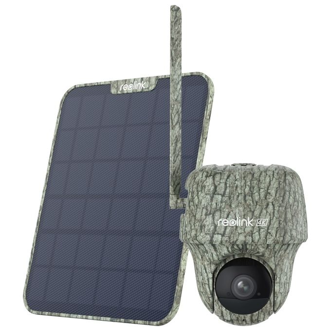 Reolink Go Ranger 4K Telecamera 4G Sim da Esterno Senza Fili con Batteria, 360° PTZ Fototrappola Infrarossi Invisibili, Audio a 2 Vie, Riconoscimento degli Animali, Accesso Remoto, Go Ranger PT+Pannello Solare