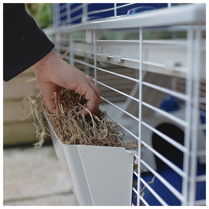 Ferplast Gabbia per Conigli Gabbia per Piccoli Animali BARN 80, 2 Piani, Tetto Apribile, Accessori e Adesivi Inclusi