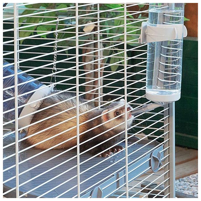 Ferplast Gabbia per furetti FURET TOWER, Struttura verticale su piu' piani, Ruote e accessori inclusi, Metallo verniciato Grigio e plastica, 75 x 80 x h 161 cm