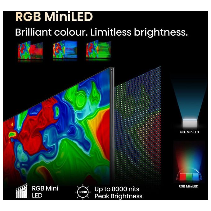 Hisense 116UXQ Smart TV Mini LED ULED 116'' 4K UHD 165 Hz 8000 nit Dolby Atmos Wi-Fi 6 colore Nero