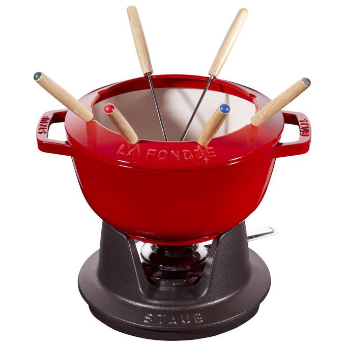 STAUB 1005035 Set Fonduta con 6 Forchette in Ghisa Capacita' 1,6 L colore Ciliegia