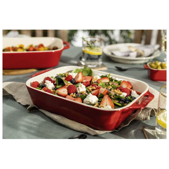 Staub 40508-171-0 Staub Ceramique Set di 3 Pirofile Rettangolari in Ceramica Antigraffio Facile da Pulire Impilabile colore Ciliegia
