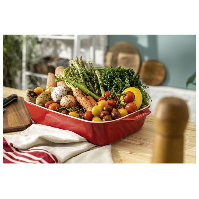 Staub 40508-171-0 Staub Ceramique Set di 3 Pirofile Rettangolari in Ceramica Antigraffio Facile da Pulire Impilabile colore Ciliegia