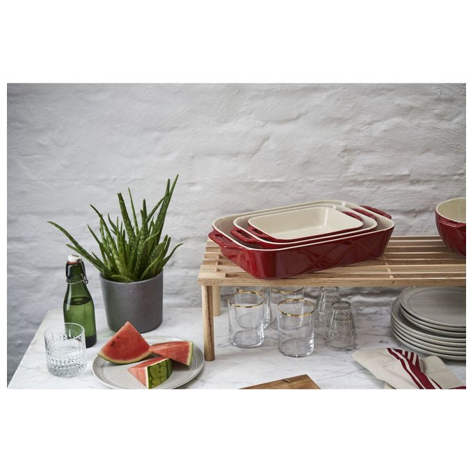 Staub 40508-171-0 Staub Ceramique Set di 3 Pirofile Rettangolari in Ceramica Antigraffio Facile da Pulire Impilabile colore Ciliegia