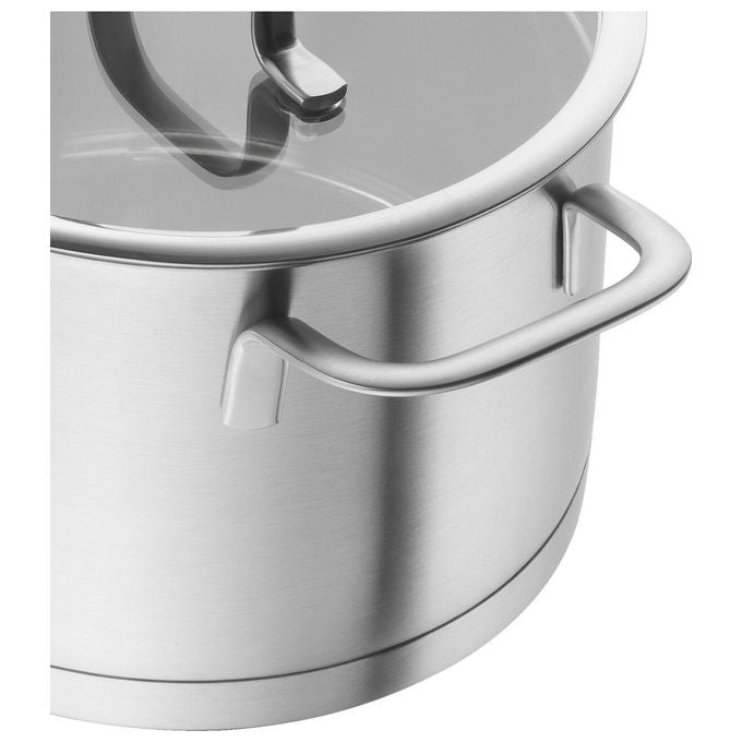 Zwilling 66920-005-0 TrueFlow Set di pentole 5 pezzi Acciaio inossidabile 18-10 con fondo SIGMA Classic+ e coperchi in vetro colore Argento