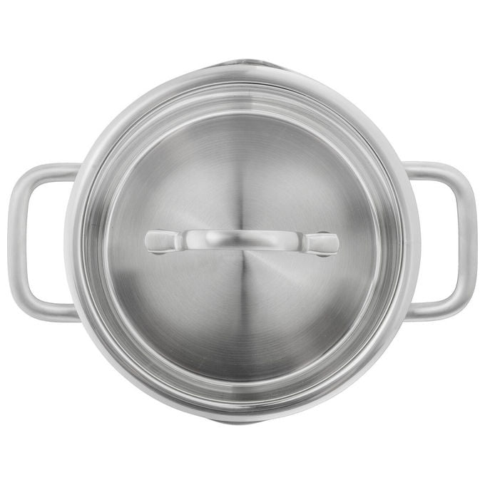 Zwilling 66920-005-0 TrueFlow Set di pentole 5 pezzi Acciaio inossidabile 18-10 con fondo SIGMA Classic+ e coperchi in vetro colore Argento