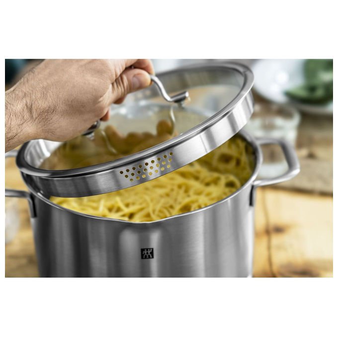 Zwilling 66920-005-0 TrueFlow Set di pentole 5 pezzi Acciaio inossidabile 18-10 con fondo SIGMA Classic+ e coperchi in vetro colore Argento