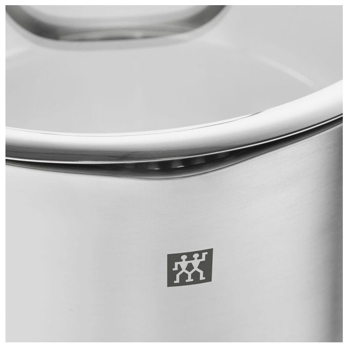 Zwilling 66920-005-0 TrueFlow Set di pentole 5 pezzi Acciaio inossidabile 18-10 con fondo SIGMA Classic+ e coperchi in vetro colore Argento