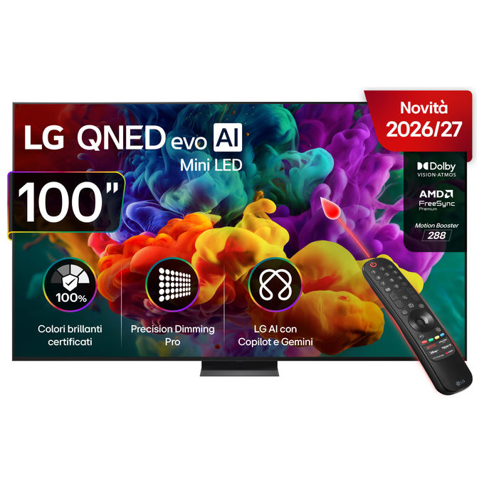 LG 100QNED87B6.API QNED87B TV 4K QNED MiniLED Dolby Vision HDR10 Pro VRR 144Hz colore Nero