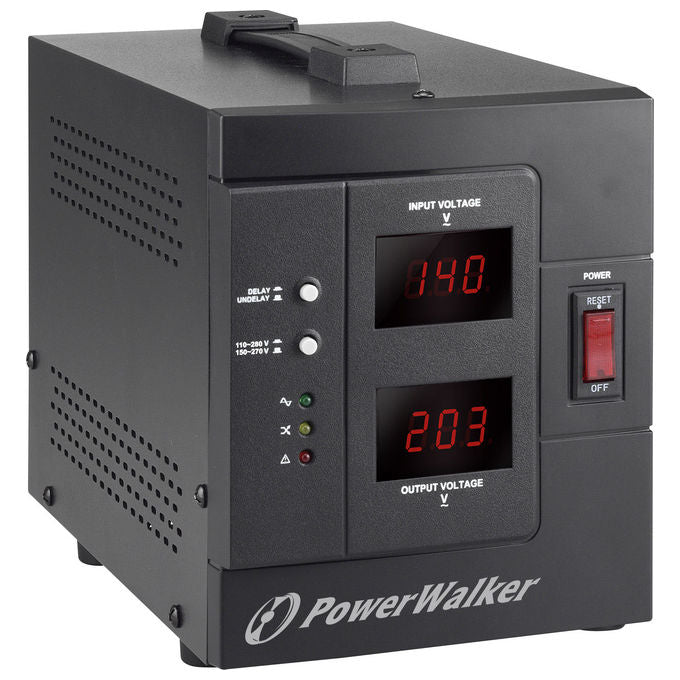 PowerWalker 10120305 AVR Regolatore automatico di tensione 1500 VA 1200 W Tipo F LCD Nero
