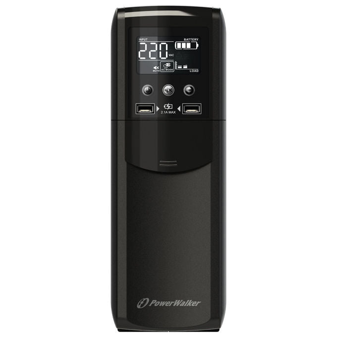 PowerWalker 10121111 VI 800 CSW Gruppo di Continuita' Line-Interactive 800VA 480W 4 Prese Schuko Tipo F LCD USB Nero
