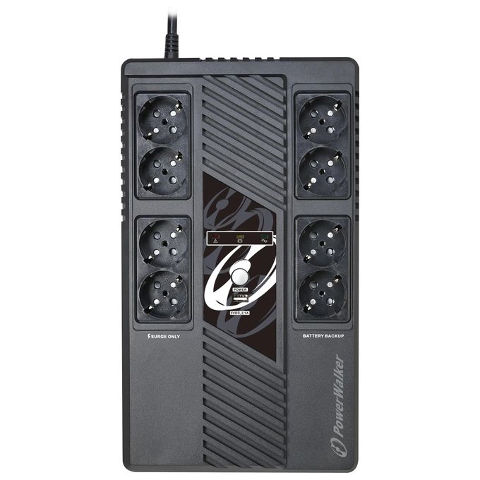 PowerWalker 4260074982664 VI 1000 MS Gruppo di Continuita' Linea Interattiva 1 kVA 600 W 8 prese AC Tipo F USB RS-232 colore Nero