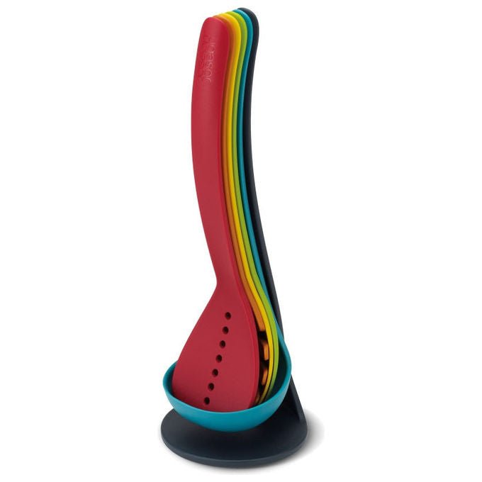 Joseph Joseph 10124 Nest Utensils Plus Set di Utensili 5 pz con Supporto Impilabile e Manici Magnetici colore Multicolore