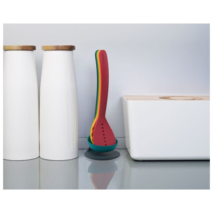 Joseph Joseph 10124 Nest Utensils Plus Set di Utensili 5 pz con Supporto Impilabile e Manici Magnetici colore Multicolore