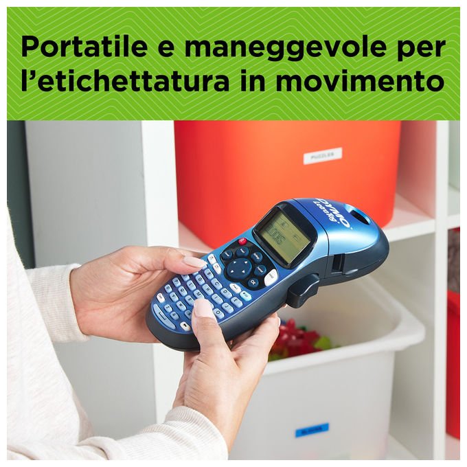 Dymo 102841 LetraTag LT-100H Etichettatrice Portatile con Display 13 Caratteri 12 mm 9 Etichette in Memoria Stampa Termica colore Nero