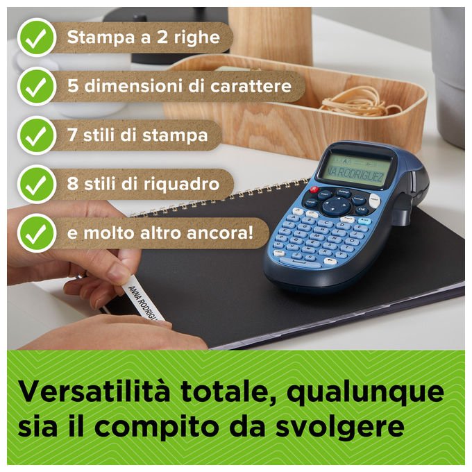 Dymo 102841 LetraTag LT-100H Etichettatrice Portatile con Display 13 Caratteri 12 mm 9 Etichette in Memoria Stampa Termica colore Nero