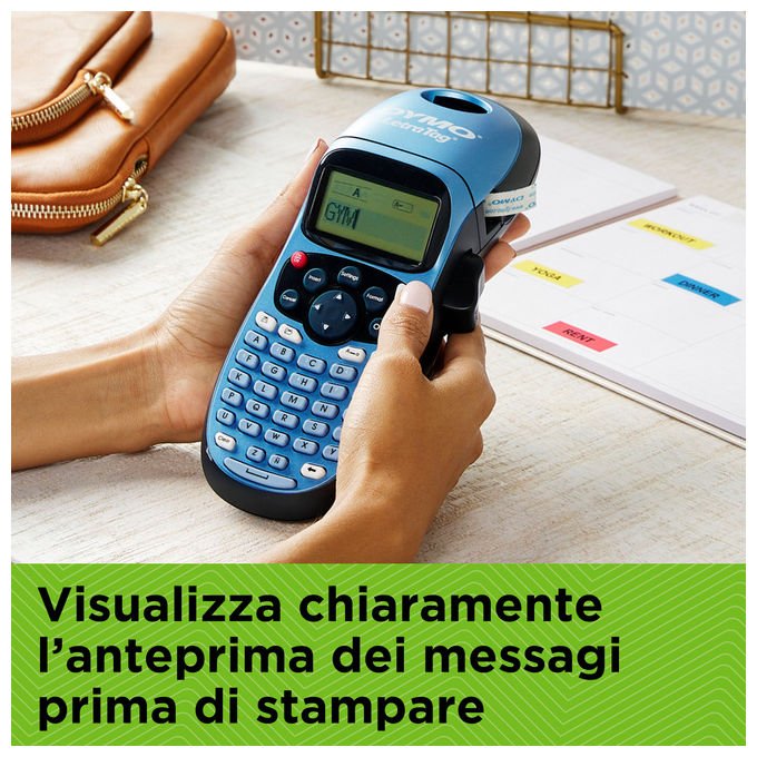 Dymo 102841 LetraTag LT-100H Etichettatrice Portatile con Display 13 Caratteri 12 mm 9 Etichette in Memoria Stampa Termica colore Nero