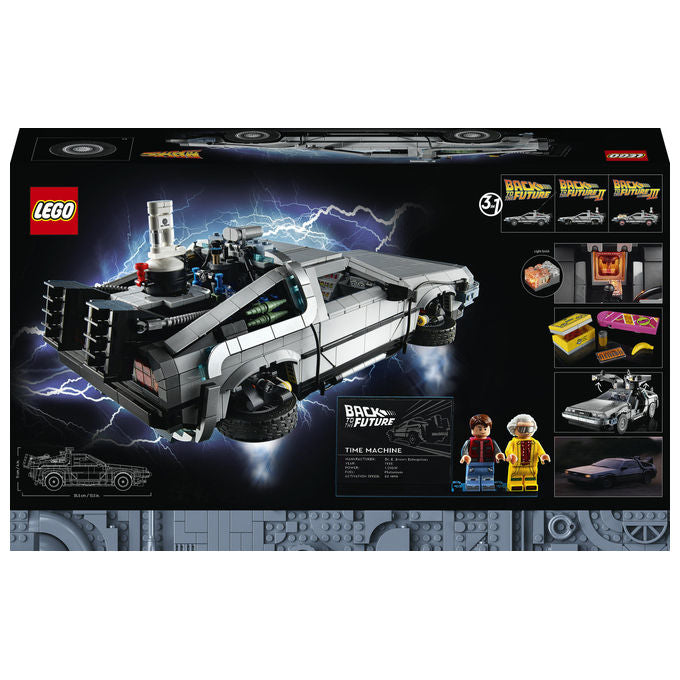 LEGO 10300 Icons Macchina del Tempo Ritorno al Futuro 1872 pezzi 3 versioni colore Nero