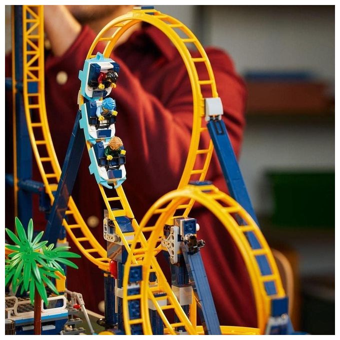 LEGO Icons 10303 Montagne Russe, Modellismo da Costruire Adulti, Pista per Parco Giochi con Treno Passeggeri, Idee Regalo