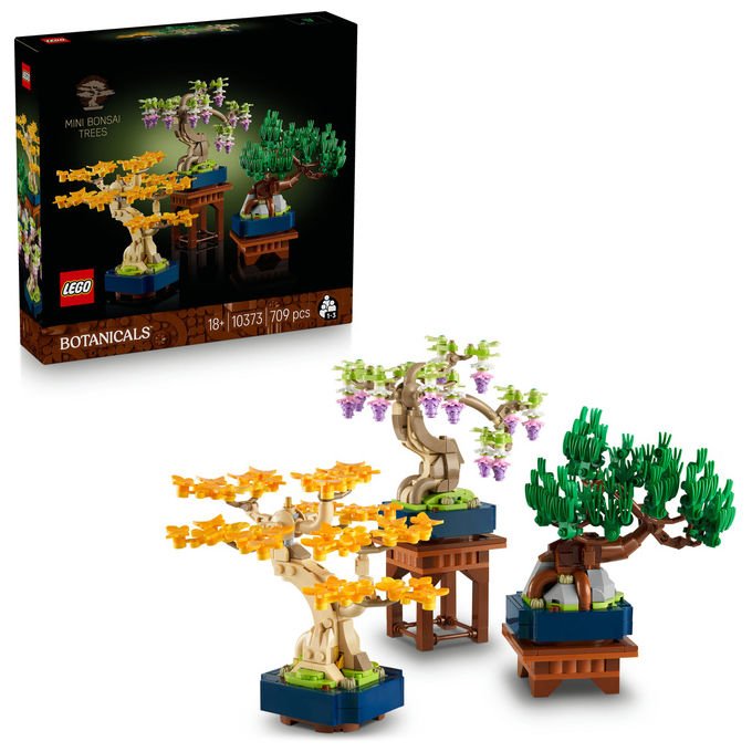 Lego 10373 Botanicals Mini Bonsai Set da Costruzione 3 Piante Artificiali con Foglie Intercambiabili e 2 Espositori colore Multicolore