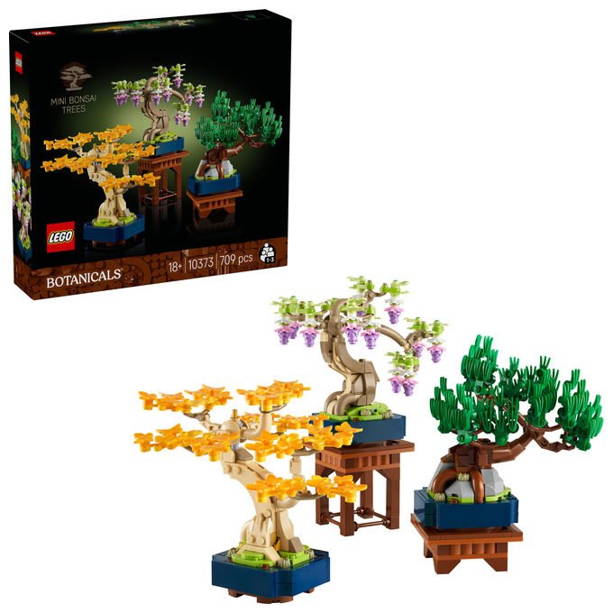 Lego 10373 Botanicals Mini Bonsai Set da Costruzione 3 Piante Artificiali con Foglie Intercambiabili e 2 Espositori colore Multicolore