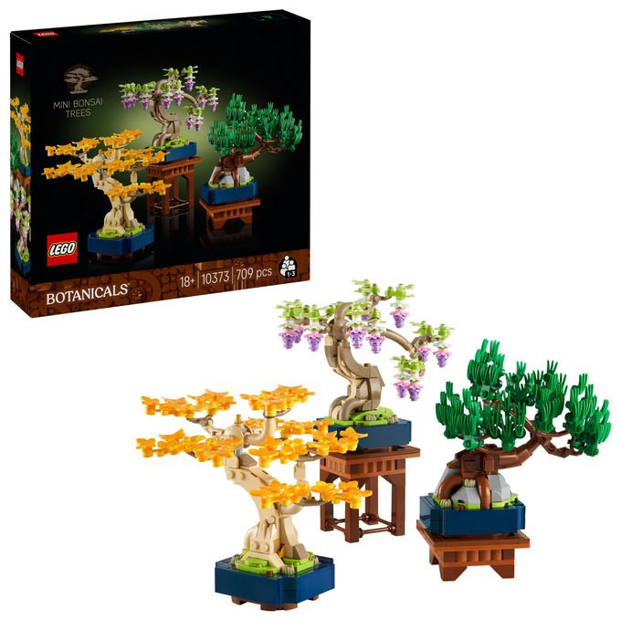 Lego 10373 Botanicals Mini Bonsai Set da Costruzione 3 Piante Artificiali con Foglie Intercambiabili e 2 Espositori colore Multicolore