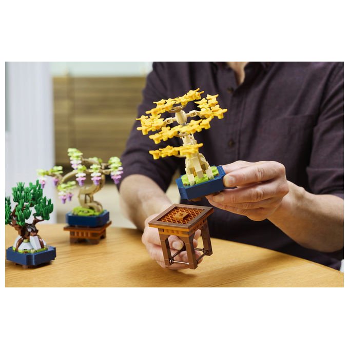 Lego 10373 Botanicals Mini Bonsai Set da Costruzione 3 Piante Artificiali con Foglie Intercambiabili e 2 Espositori colore Multicolore