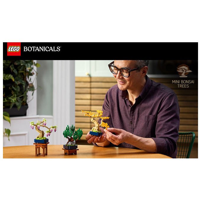 Lego 10373 Botanicals Mini Bonsai Set da Costruzione 3 Piante Artificiali con Foglie Intercambiabili e 2 Espositori colore Multicolore