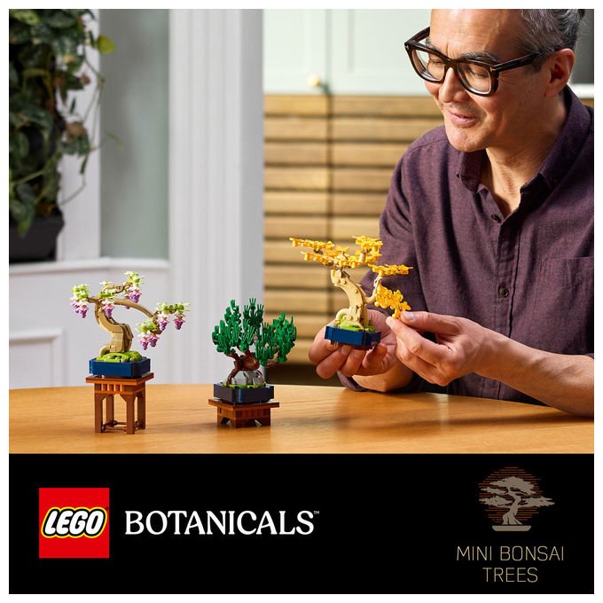 Lego 10373 Botanicals Mini Bonsai Set da Costruzione 3 Piante Artificiali con Foglie Intercambiabili e 2 Espositori colore Multicolore