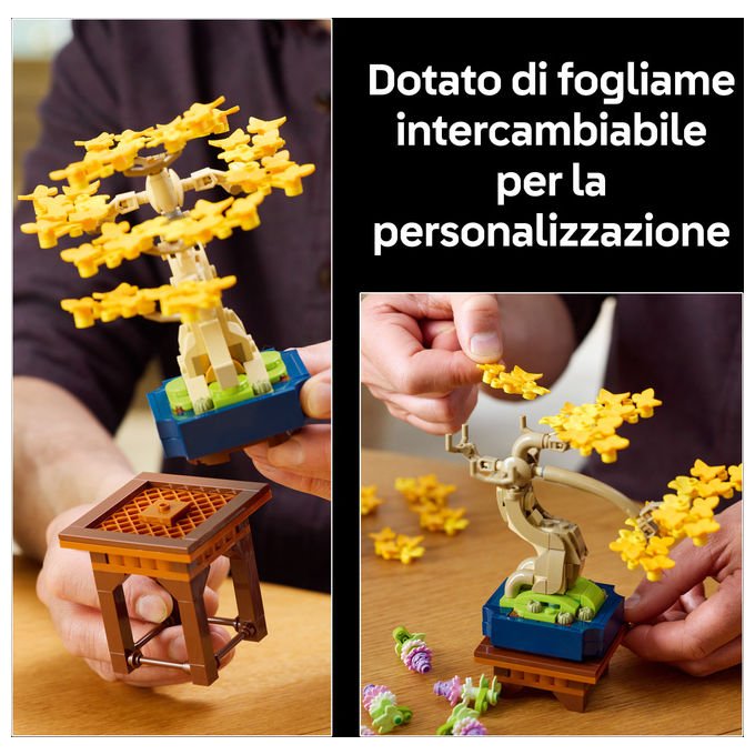 Lego 10373 Botanicals Mini Bonsai Set da Costruzione 3 Piante Artificiali con Foglie Intercambiabili e 2 Espositori colore Multicolore