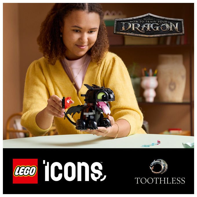 LEGO ICONS Dragon Trainer Sdentato Modello da Costruire in Plastica 10375