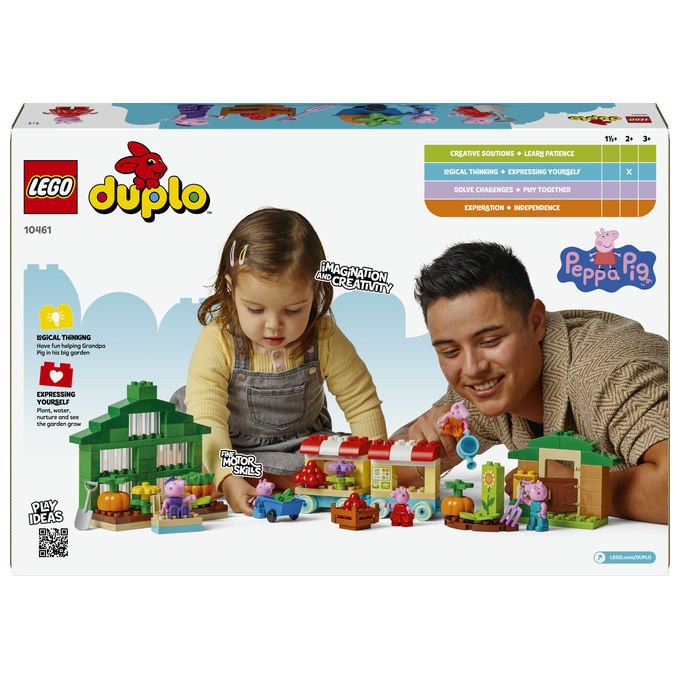 Lego Duplo Peppa Pig, il giardino e la serra di Nonno Pig 10461, set da costruzione, 102 pezzi, 5 personaggi, eta' 2+