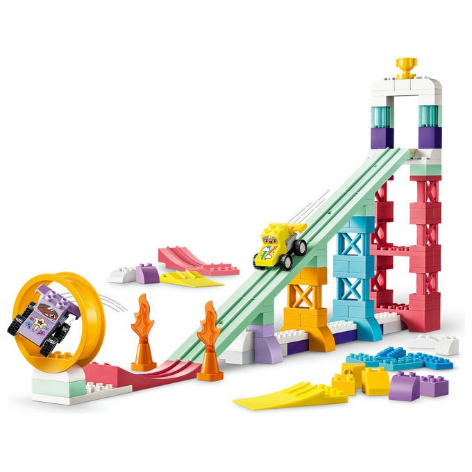 Lego 10478 DUPLO Town Set da costruzione Rampe Creative 3 in 1 con Veicoli 111 pezzi 2 Auto da Corsa 3+ anni