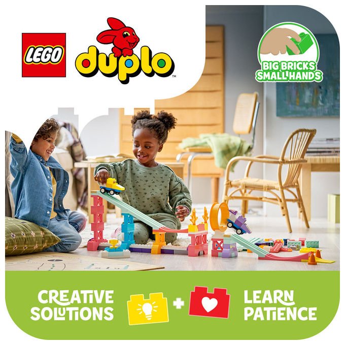 Lego 10478 DUPLO Town Set da costruzione Rampe Creative 3 in 1 con Veicoli 111 pezzi 2 Auto da Corsa 3+ anni