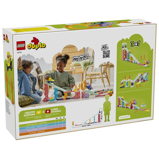 Lego 10478 DUPLO Town Set da costruzione Rampe Creative 3 in 1 con Veicoli 111 pezzi 2 Auto da Corsa 3+ anni
