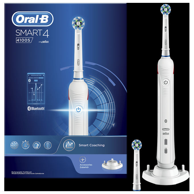 Braun Oral-B Smart 4 4100S Spazzolino Elettrico Rotante-Oscillante Adulto Bianco