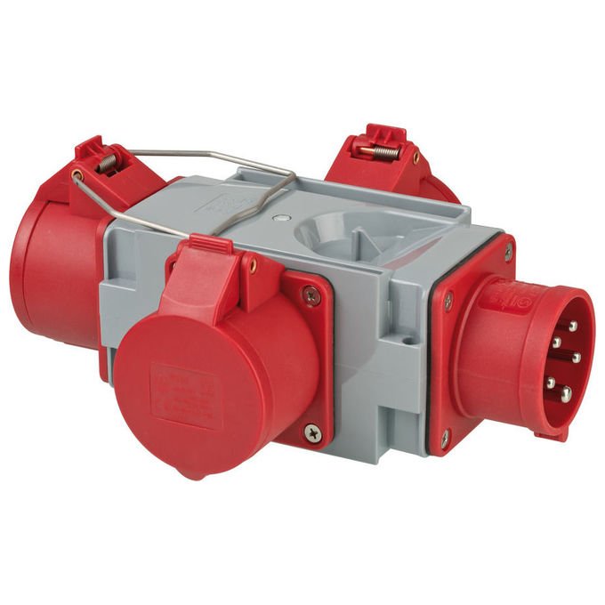 Brennenstuhl 1081640 Distributore trasversale CEE 400 V 16 A 3 prese IP44 colore Grigio Rosso