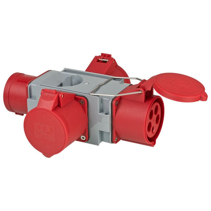 Brennenstuhl 1081670 Distributore a Croce CEE 400 V 32 A 3 Uscite IP44 colore Grigio Rosso