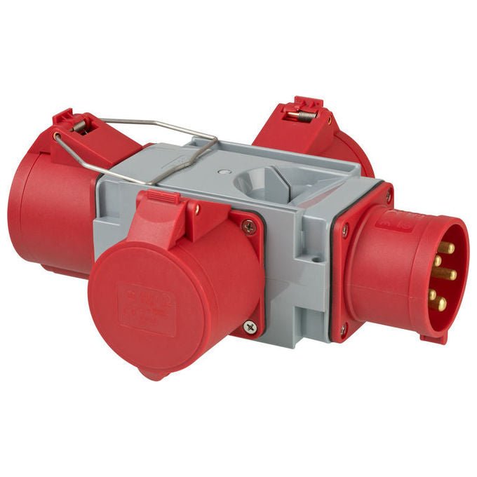 Brennenstuhl 1081670 Distributore a Croce CEE 400 V 32 A 3 Uscite IP44 colore Grigio Rosso