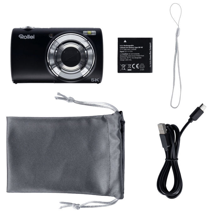 Rollei 10874 Powerflex Compact Fotocamera compatta 64 MP Zoom ottico 5x Risoluzione video 5K Ultra HD colore Nero